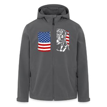 Dogue de Bordeaux Amerika Fahne Hunde Wilsigns - Recycelte Männer Softshell-Jacke von Stanley/Stella - Schwarz - Vorne - AI Model Male 185 light (185cm)