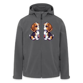 Beagle Dogs Couple Love Valentine's Day - Men’s Recycled Softshell Jacket by Stanley/Stella - black - Front - AI Model Male 185 light (185cm)