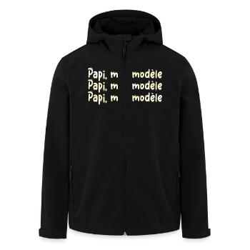 PAPI PAPA GRAND PERE HUMOUR PAPY BLAGUE 13 - Veste softshell homme en polyester recyclé Stanley/Stella - noir - Devant - AI Model Male 185 light (185cm)