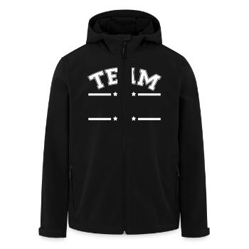 Team Stroke Stern - Men’s Recycled Softshell Jacket by Stanley/Stella - black - Front - AI Model Male 185 light (185cm)