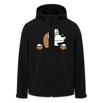 Hund Hinter Mauer Zaun Schild Guckt Glücklich Süß - Recycelte Männer Softshell-Jacke von Stanley/Stella - Schwarz - Vorne - AI Model Male 185 light (185cm)