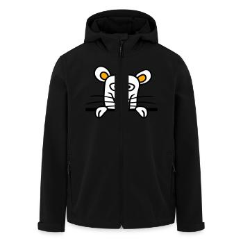 Maus Ratte hinter Mauer Zaun Schild guckt lustig - Recycelte Männer Softshell-Jacke von Stanley/Stella - Schwarz - Vorne - AI Model Male 185 light (185cm)