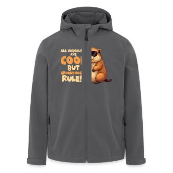 All Animals Are Cool But Groundhogs Rule! - Men’s Recycled Softshell Jacket by Stanley/Stella - black - Front - AI Model Male 185 light (185cm)