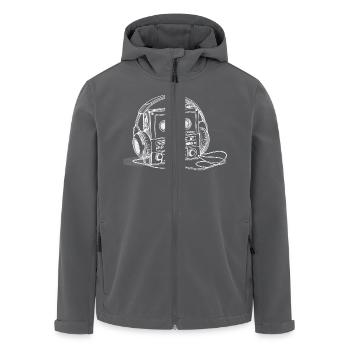 Kassetterecorder mit Kopfhörern - 80er Vibes - Recycelte Männer Softshell-Jacke von Stanley/Stella - Schwarz - Vorne - AI Model Male 185 light (185cm)