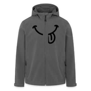 Smiley Grinsen Zunge - Line - Recycelte Männer Softshell-Jacke von Stanley/Stella - Schwarz - Vorne - AI Model Male 185 light (185cm)