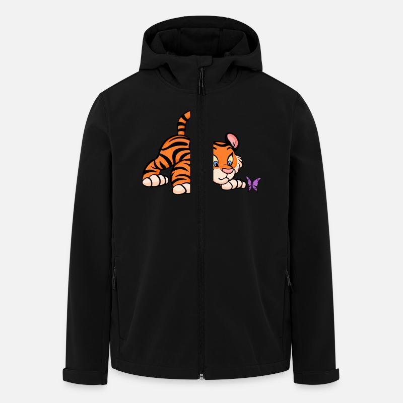 Baby-Tiger mit Schmetterling - Recycelte Männer Softshell-Jacke von Stanley/Stella - Schwarz