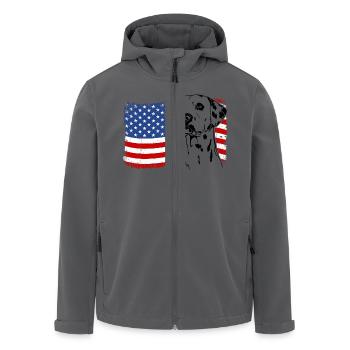 Dalmatians America Flag Dogs Wilsigns - Men’s Recycled Softshell Jacket by Stanley/Stella - black - Front - AI Model Male 185 light (185cm)