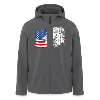 Galgo Espanol Amerika Fahne Hunde Wilsigns - Recycelte Männer Softshell-Jacke von Stanley/Stella - Schwarz - Vorne - AI Model Male 185 light (185cm)