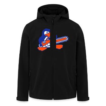 Dangereuse tronçonneuse pingouin Nasty Angry Saw - Veste softshell homme en polyester recyclé Stanley/Stella - noir - Devant - AI Model Male 185 light (185cm)