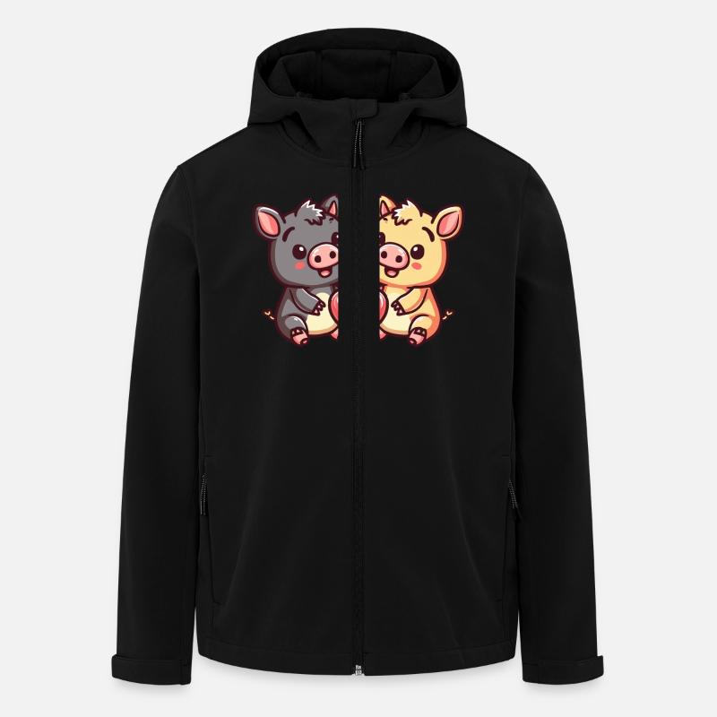 Pig Couple Love Valentine's Day - Men’s Recycled Softshell Jacket by Stanley/Stella - black