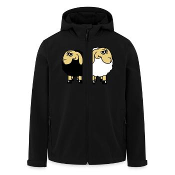2 Sheep Look Skeptical Offended Friends Team - Men’s Recycled Softshell Jacket by Stanley/Stella - black - Front - AI Model Male 185 light (185cm)
