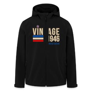 Vintage 1946 limited edition - Veste softshell homme en polyester recyclé Stanley/Stella - noir - Devant - AI Model Male 185 light (185cm)