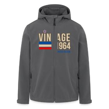Vintage 1964 limited edition - Veste softshell homme en polyester recyclé Stanley/Stella - noir - Devant - AI Model Male 185 light (185cm)