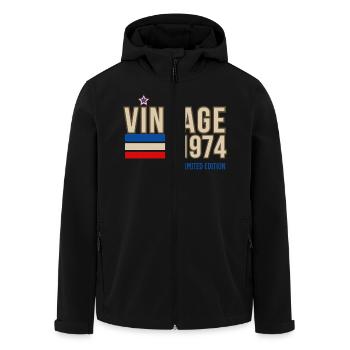 Vintage 1974 limited edition - Veste softshell homme en polyester recyclé Stanley/Stella - noir - Devant - AI Model Male 185 light (185cm)