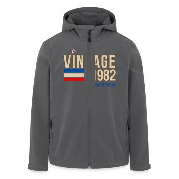 Vintage 1982 limited edition - Veste softshell homme en polyester recyclé Stanley/Stella - noir - Devant - AI Model Male 185 light (185cm)