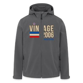 Vintage 2006 limited edition - Men’s Recycled Softshell Jacket by Stanley/Stella - black - Front - AI Model Male 185 light (185cm)