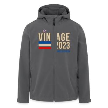 Vintage 2023 limitierte Auflage - Recycelte Männer Softshell-Jacke von Stanley/Stella - Schwarz - Vorne - AI Model Male 185 light (185cm)