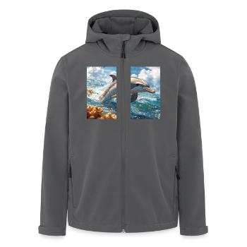 Dauphin sauteur, grand dauphin, mammifère marin - Veste softshell homme en polyester recyclé Stanley/Stella - noir - Devant - AI Model Male 185 light (185cm)