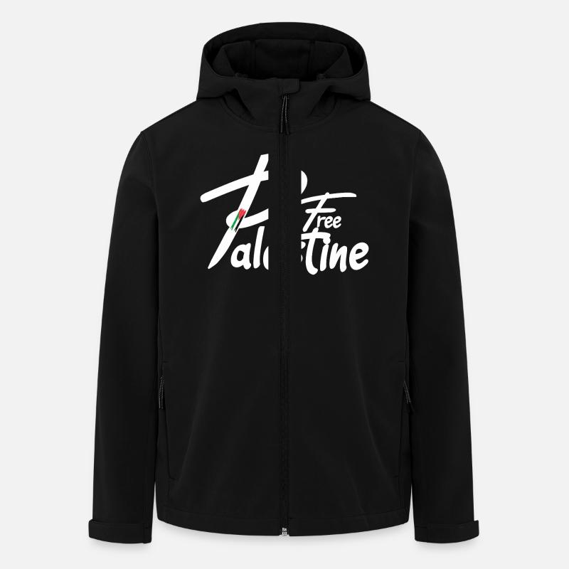 Texte palestinien gratuit - Veste softshell homme en polyester recyclé Stanley/Stella - noir