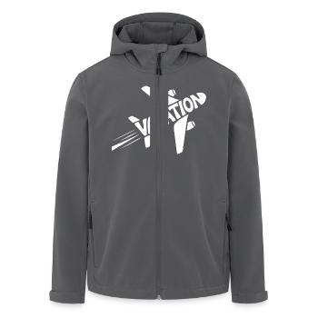 Cute Plane - Cool Holiday Pictogram - Men’s Recycled Softshell Jacket by Stanley/Stella - black - Front - AI Model Male 185 light (185cm)