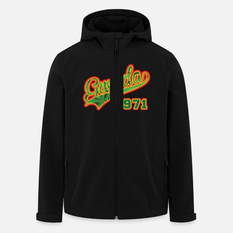 Guadeloupe Gwada 971 Cannabis - Veste softshell homme en polyester recyclé Stanley/Stella - noir