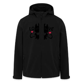 LOVE cats & red hearts - Men’s Recycled Softshell Jacket by Stanley/Stella - black - Front - AI Model Male 185 light (185cm)