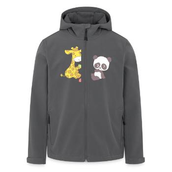 Giraffe and Panda playing with Blocks - Recycelte Männer Softshell-Jacke von Stanley/Stella - Schwarz - Vorne - AI Model Male 185 light (185cm)