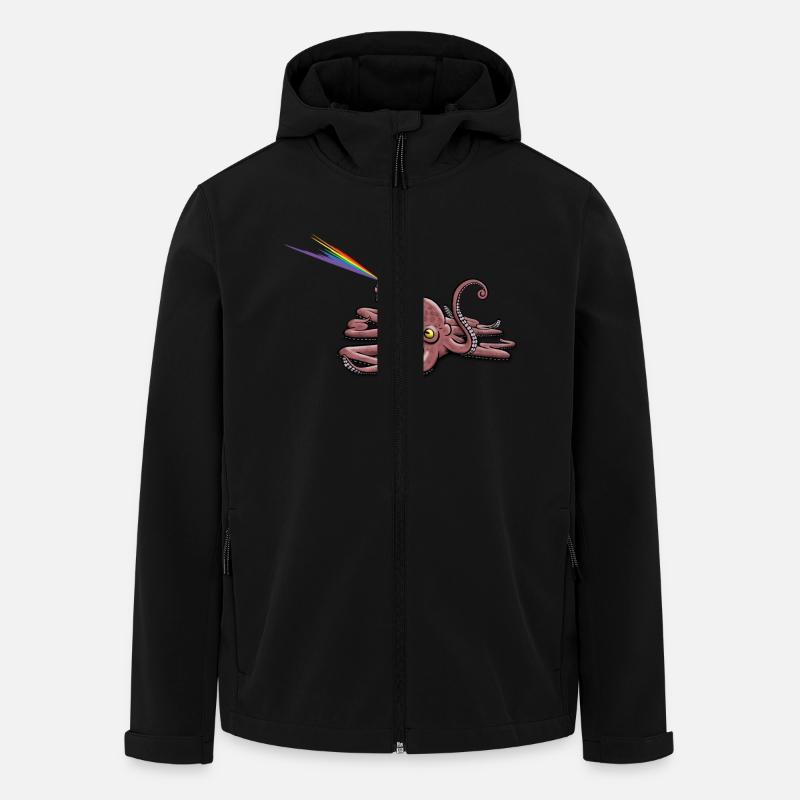 Krake mit Lackdose Regenbogen - Recycelte Männer Softshell-Jacke von Stanley/Stella - Schwarz