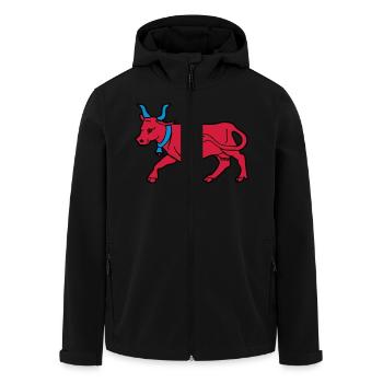 Zeichnung rote Kuh Vektor Metzger Züchter Béarn - Recycelte Männer Softshell-Jacke von Stanley/Stella - Schwarz - Vorne - AI Model Male 185 light (185cm)