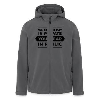 What You Eat In Private You Wear In Public - Men’s Recycled Softshell Jacket by Stanley/Stella - black - Front - AI Model Male 185 light (185cm)