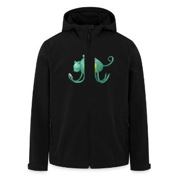 iCat - Men’s Recycled Softshell Jacket by Stanley/Stella - black - Front - AI Model Male 185 light (185cm)
