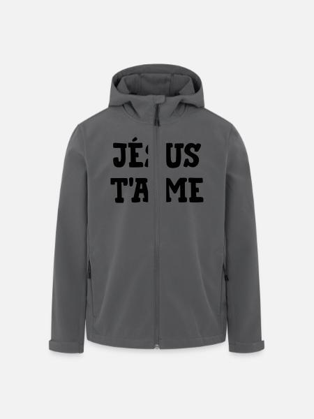 Jésus t'aime ! Religion Christ Dieu Catholique - Veste softshell homme en polyester recyclé Stanley/Stella - noir