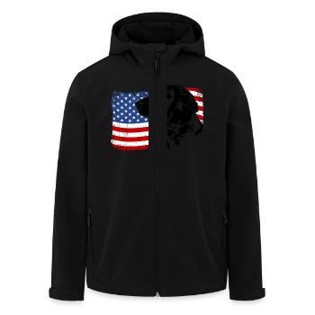 BAYERISCHER GEBIRGSCHWEISSHUND Amerika Fahne Hunde - Recycelte Männer Softshell-Jacke von Stanley/Stella - Schwarz - Vorne - AI Model Male 185 light (185cm)