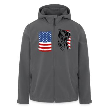 BOXER America Flag Dogs Dog Wilsigns - Men’s Recycled Softshell Jacket by Stanley/Stella - black - Front - AI Model Male 185 light (185cm)