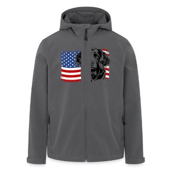 Chien de caille allemand Amérique Flag Dogs Wilsigns - Veste softshell homme en polyester recyclé Stanley/Stella - noir - Devant - AI Model Male 185 light (185cm)