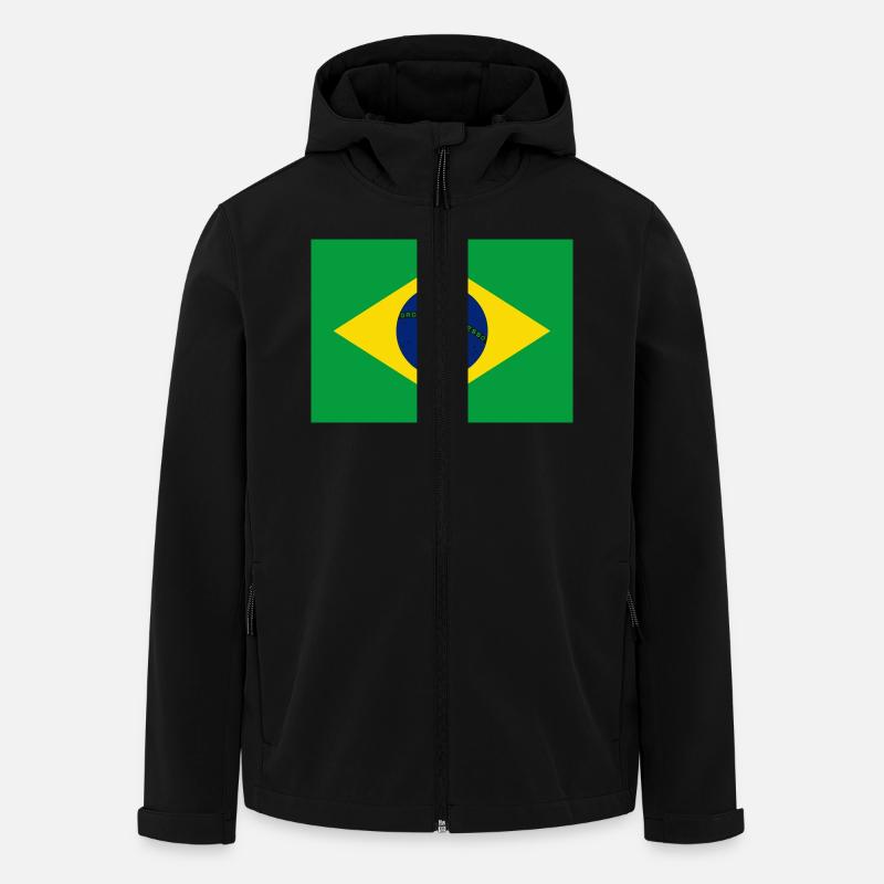 Brazil flag / Drapeau Brésil - Veste softshell homme en polyester recyclé Stanley/Stella - noir