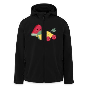 Watermelon, lemon & cherries - Men’s Recycled Softshell Jacket by Stanley/Stella - black - Front - AI Model Male 185 light (185cm)
