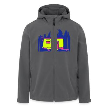 Wohnwagen Palmen Erholung Urlaub Outdoor Camper - Recycelte Männer Softshell-Jacke von Stanley/Stella - Schwarz - Vorne - AI Model Male 185 light (185cm)