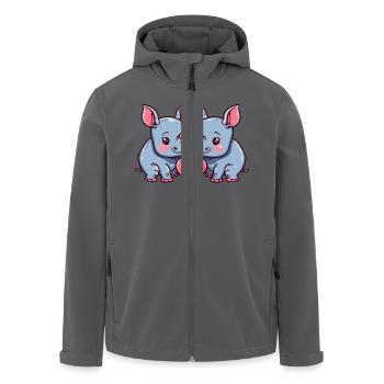 Nashorn Paar Liebe Valentinstag - Recycelte Männer Softshell-Jacke von Stanley/Stella - Schwarz - Vorne - AI Model Male 185 light (185cm)