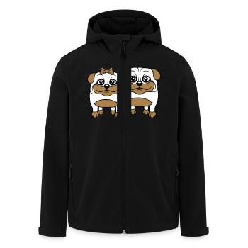 2 Dogs Pug Man Woman Couple Two In Love Love - Men’s Recycled Softshell Jacket by Stanley/Stella - black - Front - AI Model Male 185 light (185cm)