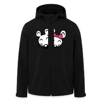 2 souris couple deux amoureux Saint-Valentin femme homme - Veste softshell homme en polyester recyclé Stanley/Stella - noir - Devant - AI Model Male 185 light (185cm)