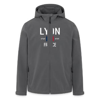 Lyon - France - France - Flag - Coordinates - Men’s Recycled Softshell Jacket by Stanley/Stella - black - Front - AI Model Male 185 light (185cm)
