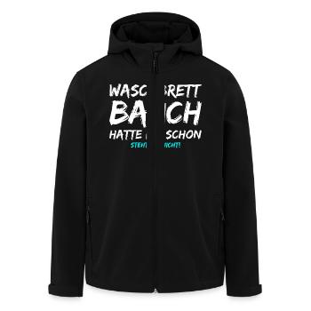Waschbrettbauch Hatte Ich Schon Steht Mir Nicht - Recycelte Männer Softshell-Jacke von Stanley/Stella - Schwarz - Vorne - AI Model Male 185 light (185cm)