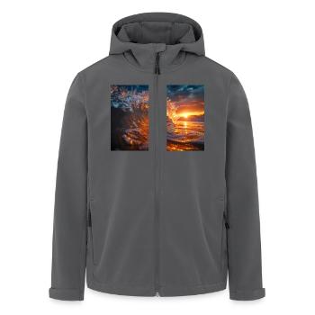 Sunset Wave & Seashell Symphony - Recycelte Männer Softshell-Jacke von Stanley/Stella - Schwarz - Vorne - AI Model Male 185 light (185cm)
