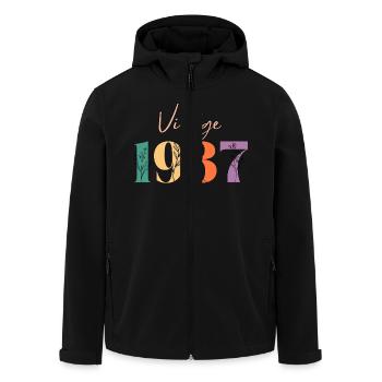 Vintage 1937 florale - Veste softshell homme en polyester recyclé Stanley/Stella - noir - Devant - AI Model Male 185 light (185cm)