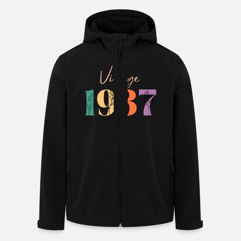 Jahrgang 1937 Blumen - Recycelte Männer Softshell-Jacke von Stanley/Stella - Schwarz