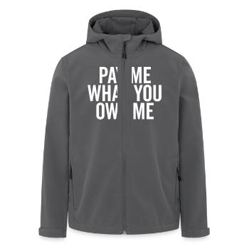 Pay Me What You Owe Me - Men’s Recycled Softshell Jacket by Stanley/Stella - black - Front - AI Model Male 185 light (185cm)
