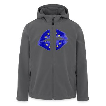 Kiss (EU) - Men’s Recycled Softshell Jacket by Stanley/Stella - black - Front - AI Model Male 185 light (185cm)