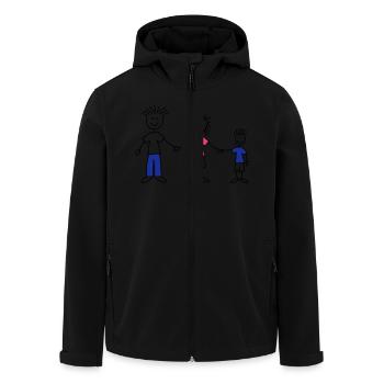 family_dad_and_mom_with_boy_3c - Veste softshell homme en polyester recyclé Stanley/Stella - noir - Devant - AI Model Male 185 light (185cm)
