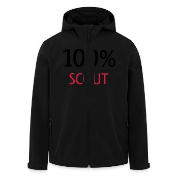 100% Scout - Men’s Recycled Softshell Jacket by Stanley/Stella - black - Front - AI Model Male 185 light (185cm)